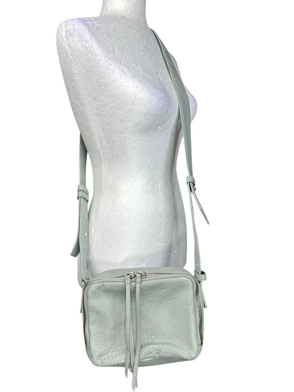 All Saints Vincent Lamb Leather Crossbody Bag Gray - Picture 3 of 15
